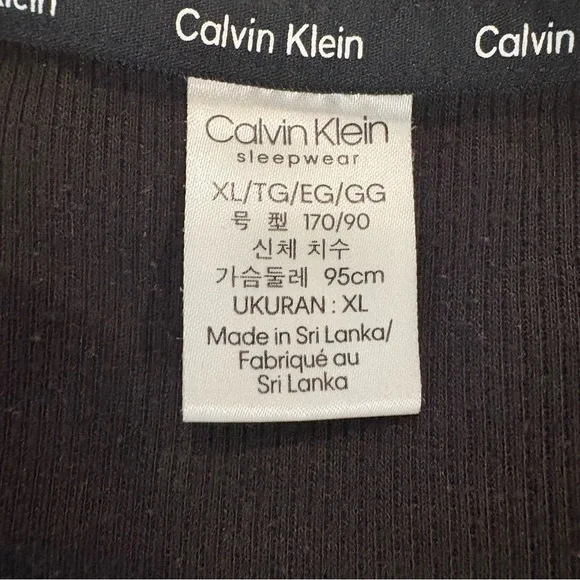 Calvin Klein Black Long Sleeve Ribbed CK Logo Sleep Shirt Nightgown Women Sz XL - Picture 8 of 8